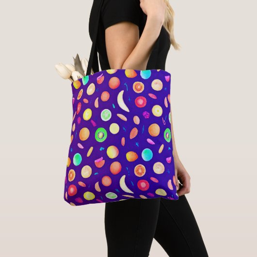 Farbenfrohe Neon Tropical Frucht Muster Tasche (Von Nahem)