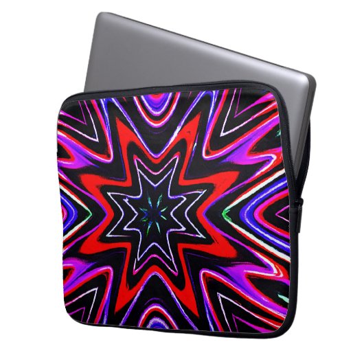 Farbenfrohe Neon Vibes Pattern Laptopschutzhülle (Vorderseite Links)