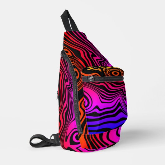 Farbenfrohe Neon Waves Crossbody Bag (Linke Seite)