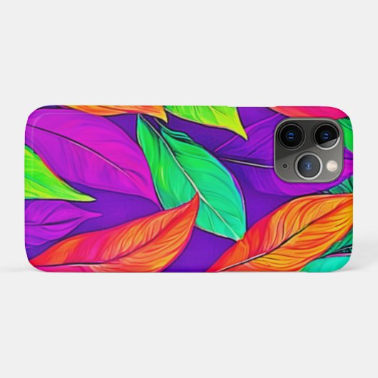 Farbenfrohe neonätherische Blätter Muster Case-Mate iPhone Hülle (Rückseite (Horizontal))