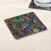 Farbenfrohe Neonfarben Muster Square Rechteckiger Pappuntersetzer (angewinkelt)