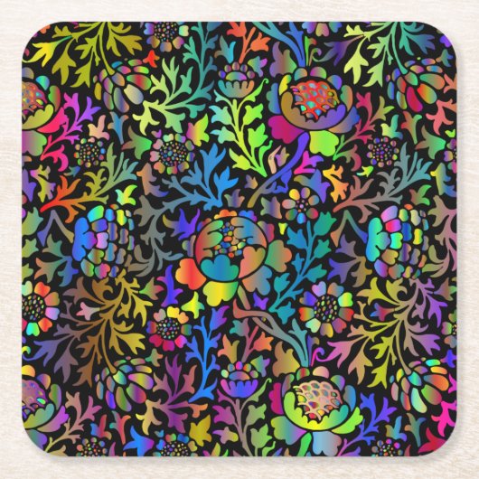 Farbenfrohe Neonfarben Muster Square Rechteckiger Pappuntersetzer (Vorderseite)