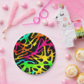 Farbenfrohe Neonfarbenanstriche für Spritzer Pappteller (Party)