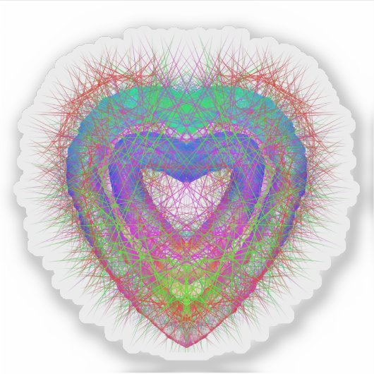 Farbenfrohe Neonherz-Grafik Aufkleber (Vorderseite)