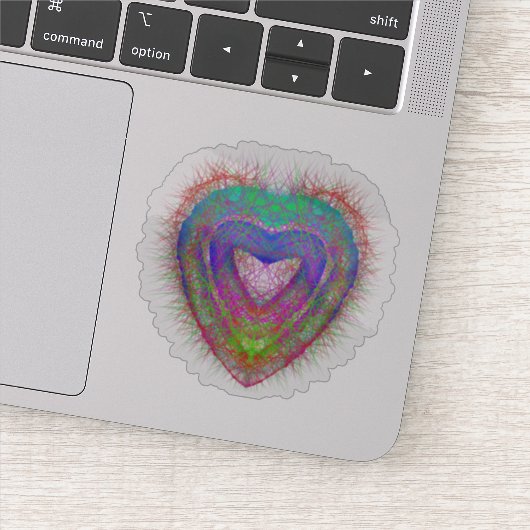 Farbenfrohe Neonherz-Grafik Aufkleber (Detail)