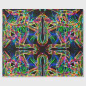 Farbenfrohe Neonkassette überquert und überlappt Geschenkpapier (Flach)