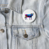 Farbenfrohe Neonkuh Kunst - Glühende Kuh Button (Beispiel)