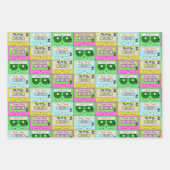 Farbenfrohe Neonmusik Cassettes Geschenkpapier Set (Vorderseite)