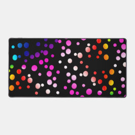 Farbenfrohe Neonpunkte auf schwarz Schreibtischunterlage