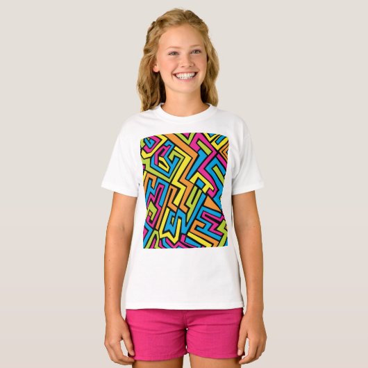 Farbenfrohe Neonstraße Art Pattern T-Shirt (Vorne ganz)