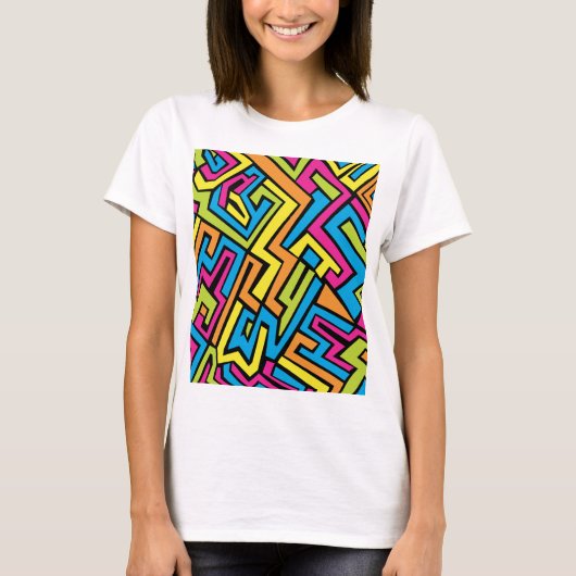 Farbenfrohe Neonstraße Art Pattern T-Shirt (Vorderseite)