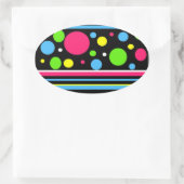 Farbenfrohe Neonstreifen Polka Dots Pink Aquamarin Ovaler Aufkleber (Tasche)
