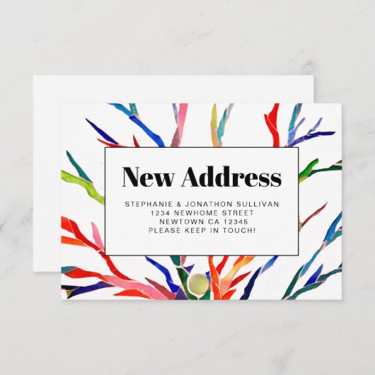 Farbenfrohe neue Adressankündigungskarte (Vorne/Hinten)