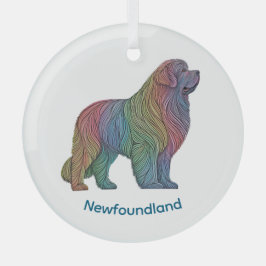 Farbenfrohe Neufundland-Hunde Profil Rundschmuck Ornament Aus Glas