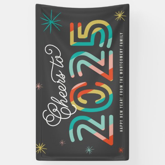 Farbenfrohe Neujahrsparty 2025 Banner (Vertikal)