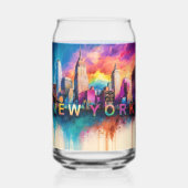 Farbenfrohe New York City Skyline Dosenglas (Vorderseite)