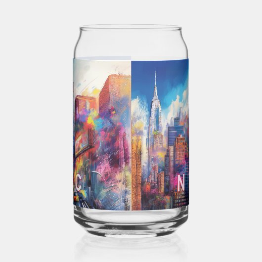 Farbenfrohe New York City Skyline Dosenglas (Links)