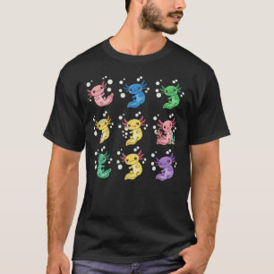 Farbenfrohe niedliche Axolotl-Muster-Kunst T-Shirt