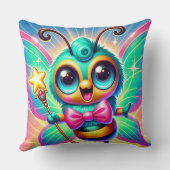 Farbenfrohe Niedliche Bienenfigur Holding Star Kissen (Rückseite)
