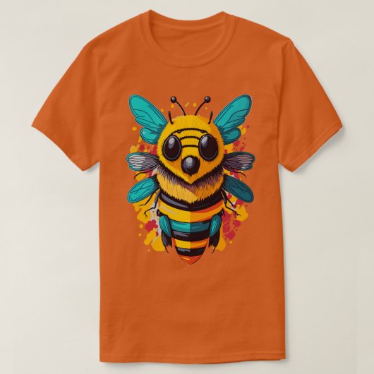 farbenfrohe niedliche Bienengesicht T-Shirt (Design vorne)