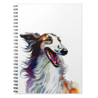 Farbenfrohe Niedliche Borzoi | Lebhafte Greyhound  Notizblock