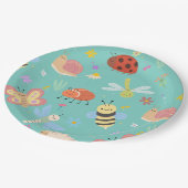 Farbenfrohe Niedliche Bugs Kindergeburtstag Pappteller (Schrägansicht)