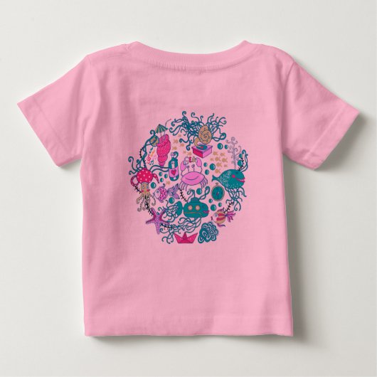 Farbenfrohe Niedliche Cartoon Sea Life Party Szene Baby T-shirt (Rückseite)