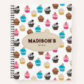 Farbenfrohe Niedliche Cupcakes Muster Rezept Notizblock (Vorderseite)