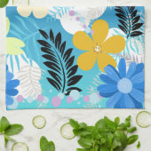 Farbenfrohe Niedliche Daisis Ferns Bubbles Wolkenm Geschirrtuch (Gefaltet)