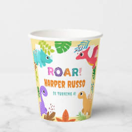 Farbenfrohe Niedliche Dino Geburtstagsparty Pappbecher
