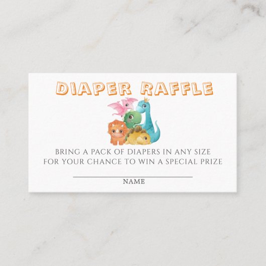 Farbenfrohe Niedliche Dinosaurier Diaper Raffle Ba Visitenkarte (Vorderseite)