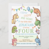 Farbenfrohe niedliche Dinosaurier Junge Dino Gebur Einladung (Vorderseite)