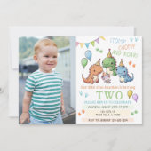 Farbenfrohe niedliche Dinosaurier Junge Geburtstag Einladung (Vorderseite)