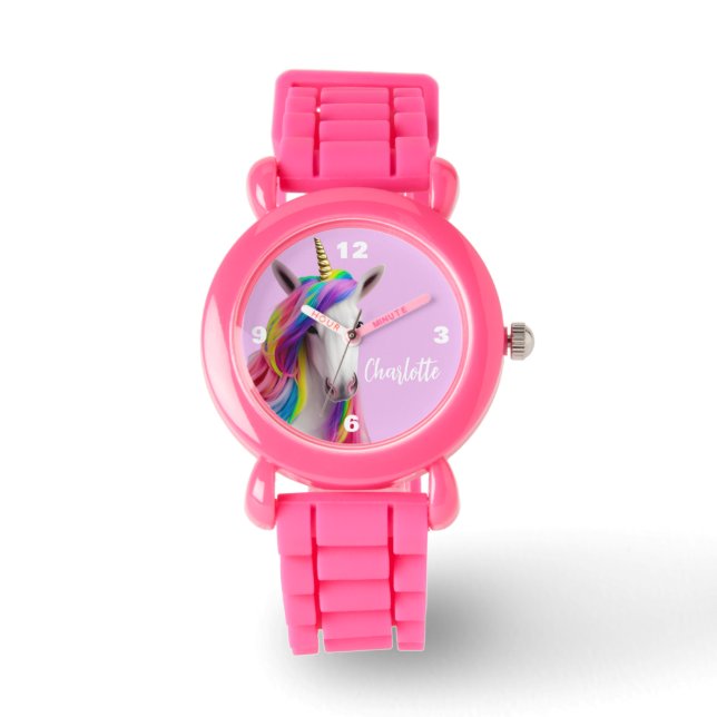 Farbenfrohe Niedliche Einhorn-Uhr für Kleines Mädc Armbanduhr (Vorderseite)