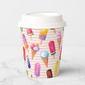 Farbenfrohe Niedliche Eiscreme Sommerleuchte gestr Pappbecher (Vorderseite)