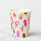 Farbenfrohe Niedliche Eiscreme Sommerleuchte gestr Pappbecher (Vorderseite)