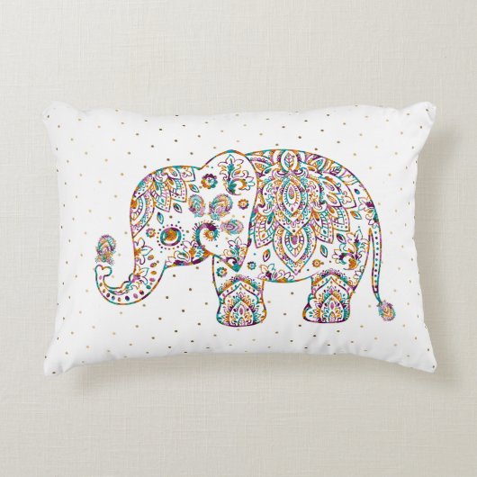 Farbenfrohe Niedliche Elephant Floral Paisley Dekokissen (Vorderseite)