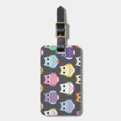 Farbenfrohe Niedliche Eulen Gepäckanhänger (Vorderseite vertikal)