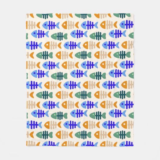 Farbenfrohe Niedliche Fischknochenmuster Fleecedecke (Vorderseite)