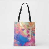 Farbenfrohe Niedliche Girl umgeben von Blume | Tasche (Vorderseite)