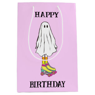 Farbenfrohe Niedliche Halloween-Geist mit Roller-S Mittlere Geschenktüte