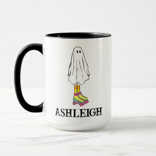 Farbenfrohe Niedliche Halloween-Geist mit Roller-S Tasse (Links)