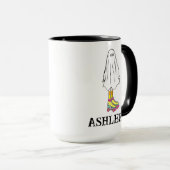 Farbenfrohe Niedliche Halloween-Geist mit Roller-S Tasse (VorderseiteRechts)