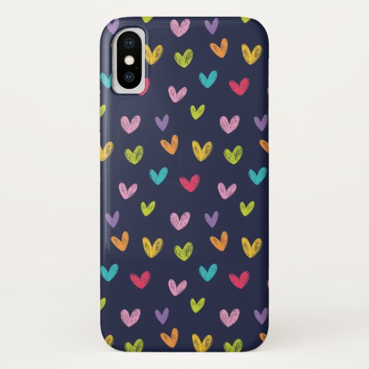 Farbenfrohe Niedliche Handgezeichnete Herzmuster Case-Mate iPhone Hülle (Rückseite)