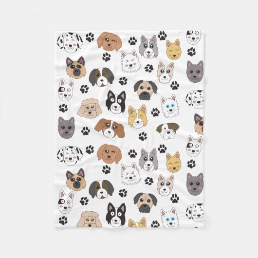 Farbenfrohe Niedliche Hunde & Hundeschlittenmuster Fleecedecke (Vorderseite)