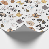 Farbenfrohe Niedliche Hunde & Hundeschlittenmuster Geschenkpapier (Ecke)