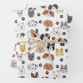 Farbenfrohe Niedliche Hunde & Hundeschlittenmuster Geschenkpapier Set (Beispiel)
