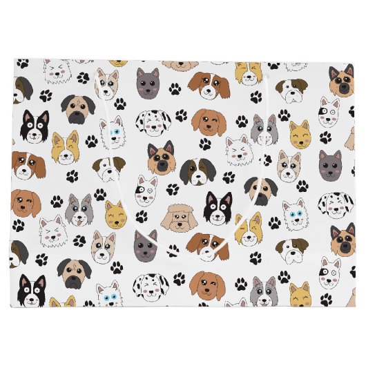 Farbenfrohe Niedliche Hunde & Hundeschlittenmuster Große Geschenktüte (Rückseite)