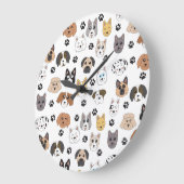 Farbenfrohe Niedliche Hunde & Hundeschlittenmuster Große Wanduhr (Winkel)