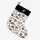 Farbenfrohe Niedliche Hunde & Hundeschlittenmuster Großer Weihnachtsstrumpf (Vorderansicht (hängend))